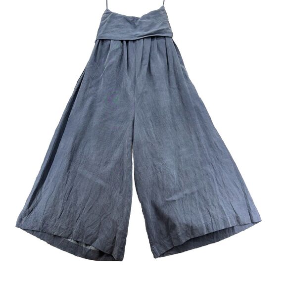 ULLA JOHNSON Womens Jordane Chambray Linen Jumpsuit Size 6 Blue Wide Leg Coastal - Picture 9 of 16